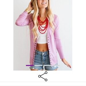 Mauve Snap-Button Cardigan (NWOT)